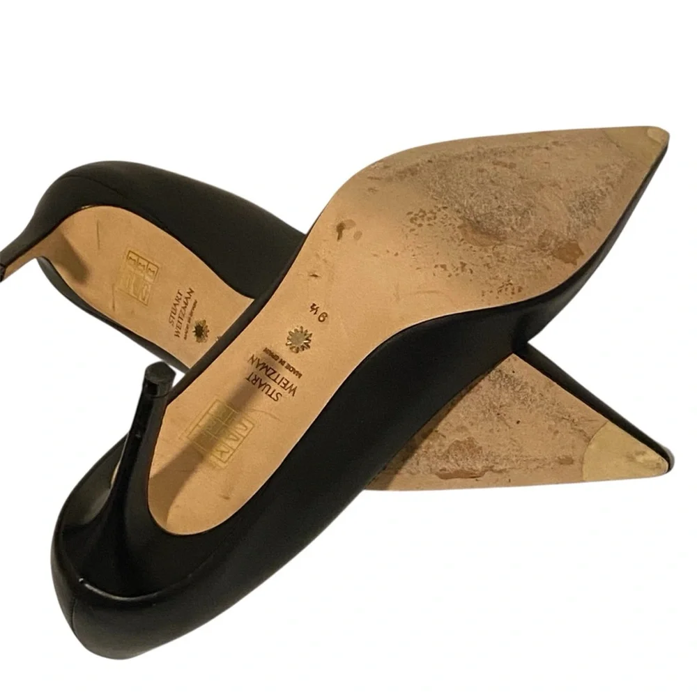 Stuart Weitzman Power 85 Pointed Toe Black Pumps Sz 9.5 AA - Picture 9 of 13